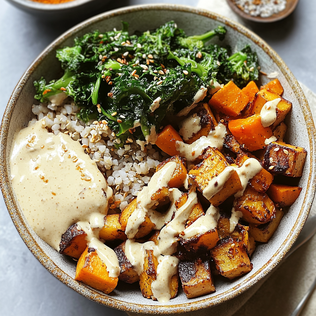 Recipe preparation for Sweet Potato Buddha Bowl