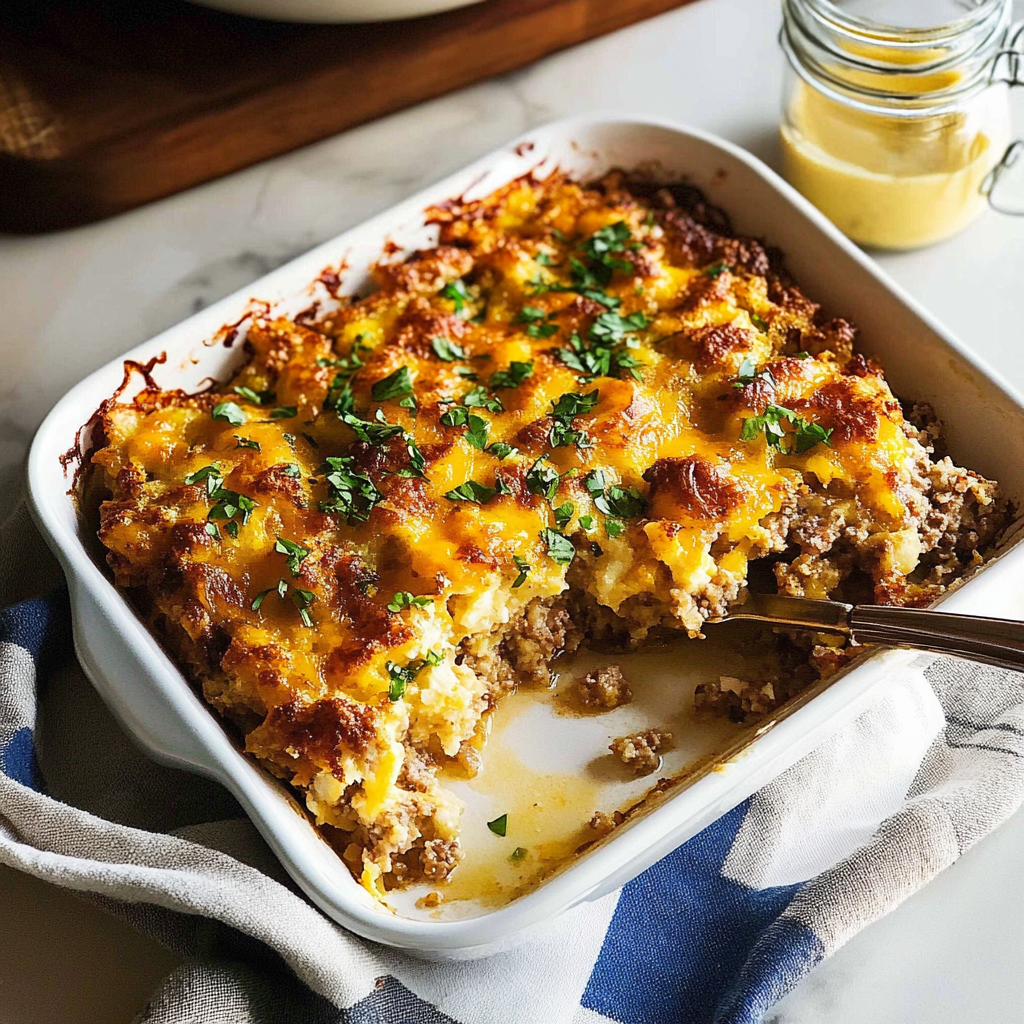 Recipe preparation for Sausage Hashbrown Breakfast Dish