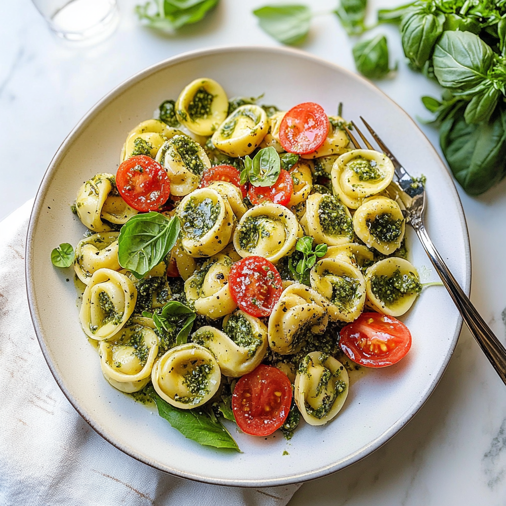 Recipe preparation for Pesto Tortellini Salad