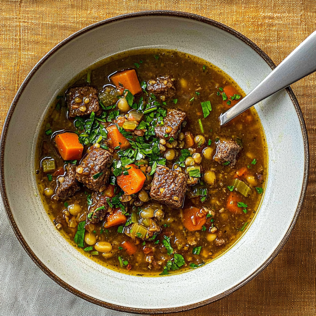 Recipe preparation for Beef Barley Soup