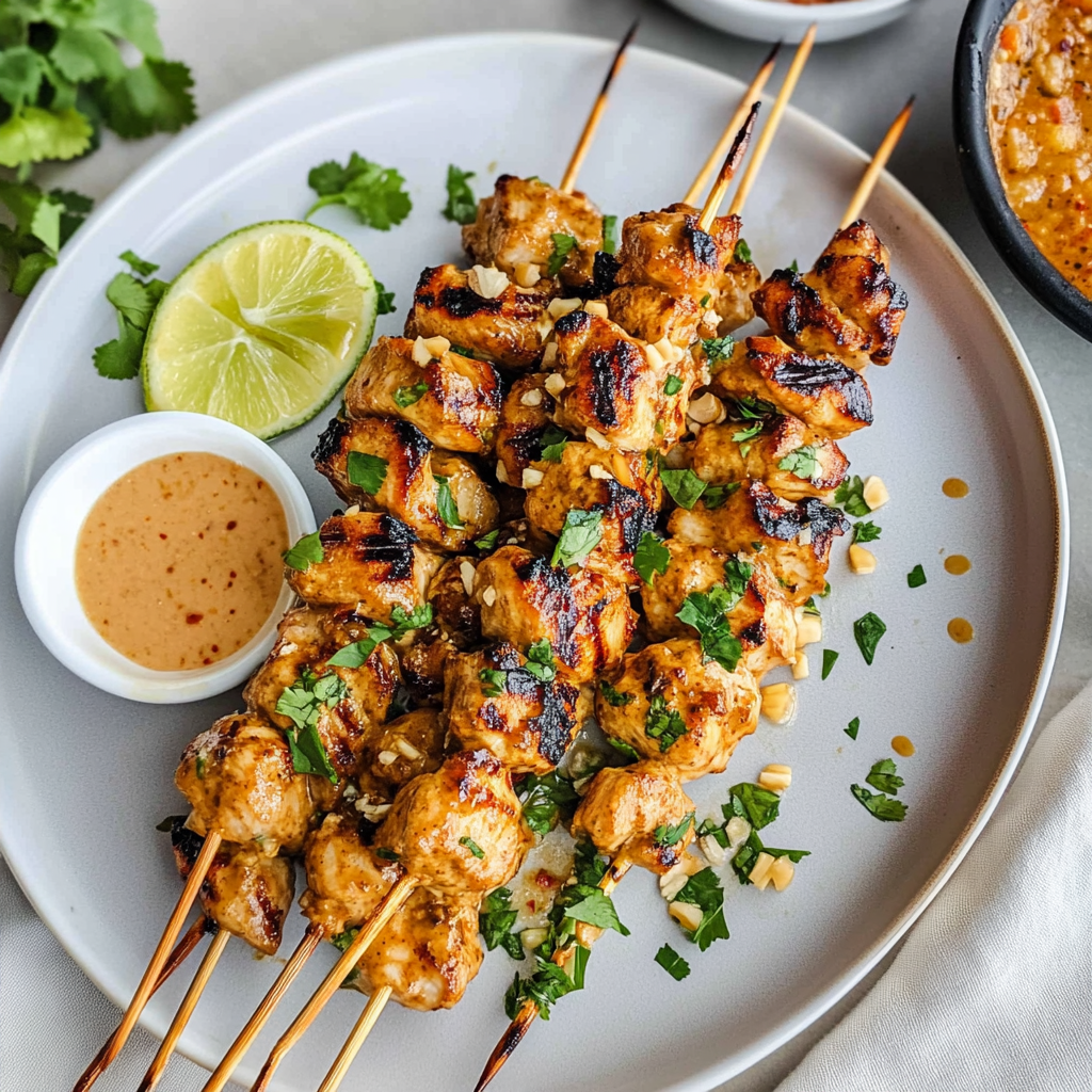 Recipe preparation for Chicken Satay Skewers
