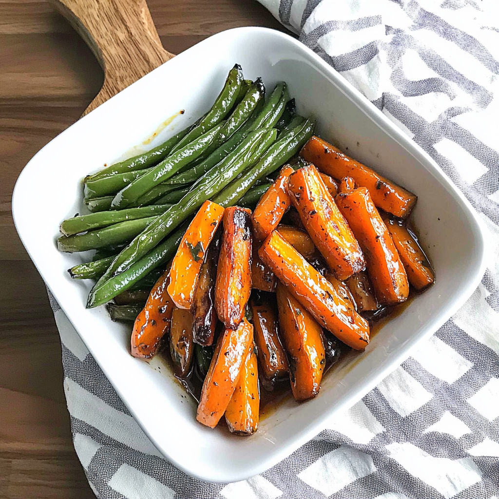 Recipe preparation for Honey Glazed Carrots & Green Beans
