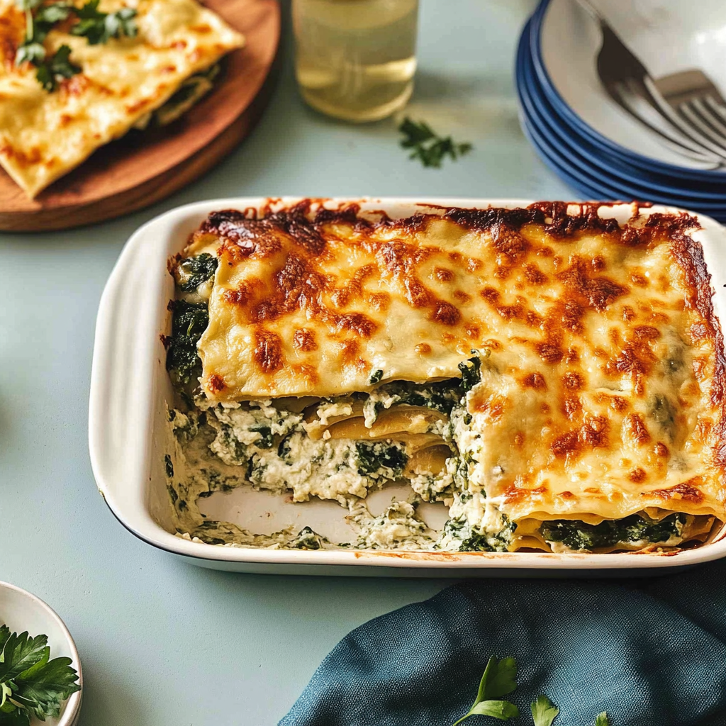 Recipe preparation for Vegetarian Lasagna with Béchamel & Winter Greens