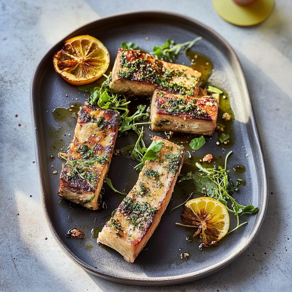 Recipe preparation for Lemon-Thyme Roasted Bone Marrow on Sourdough