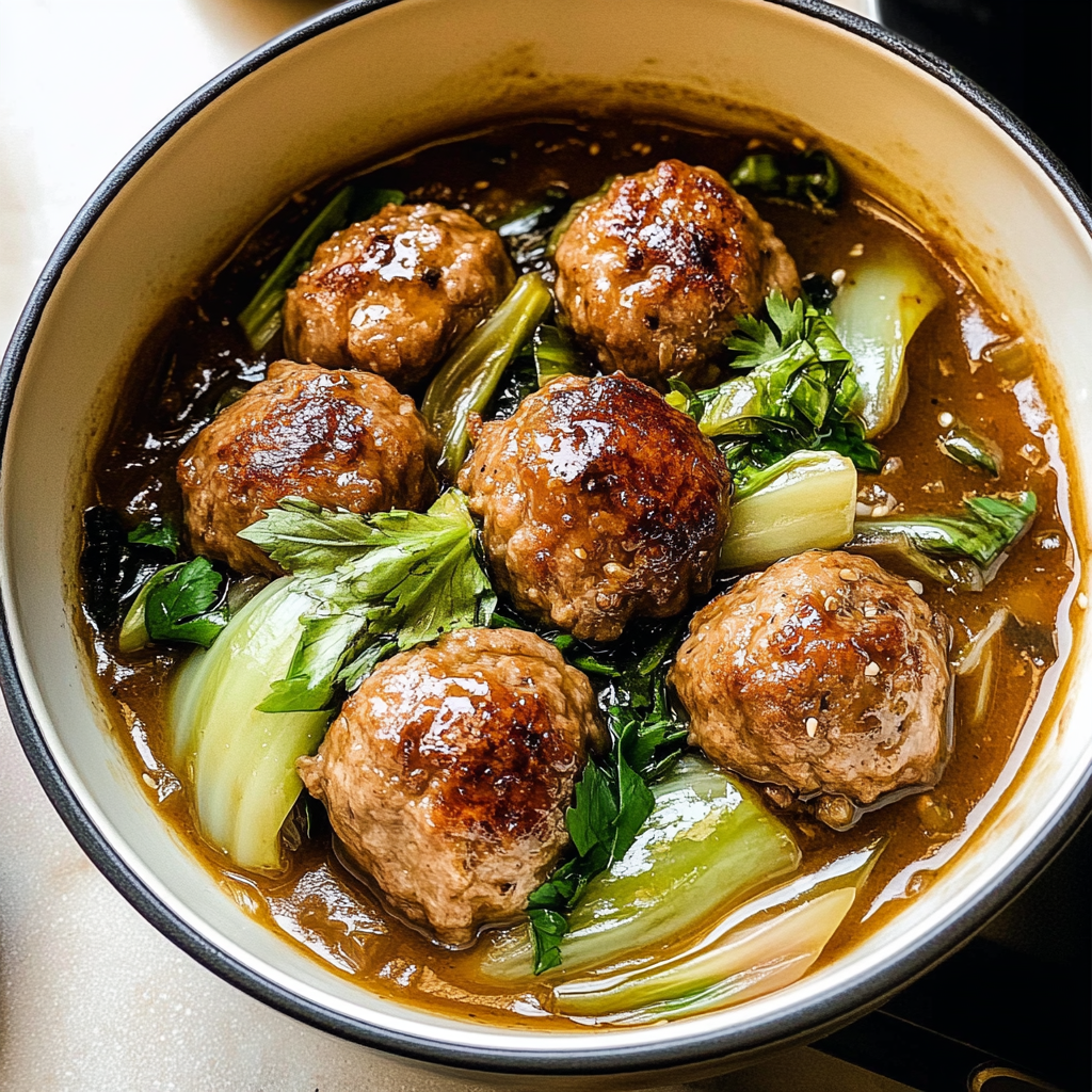 Recipe preparation for Chinese Lion’s Head Meatballs with Napa Cabbage