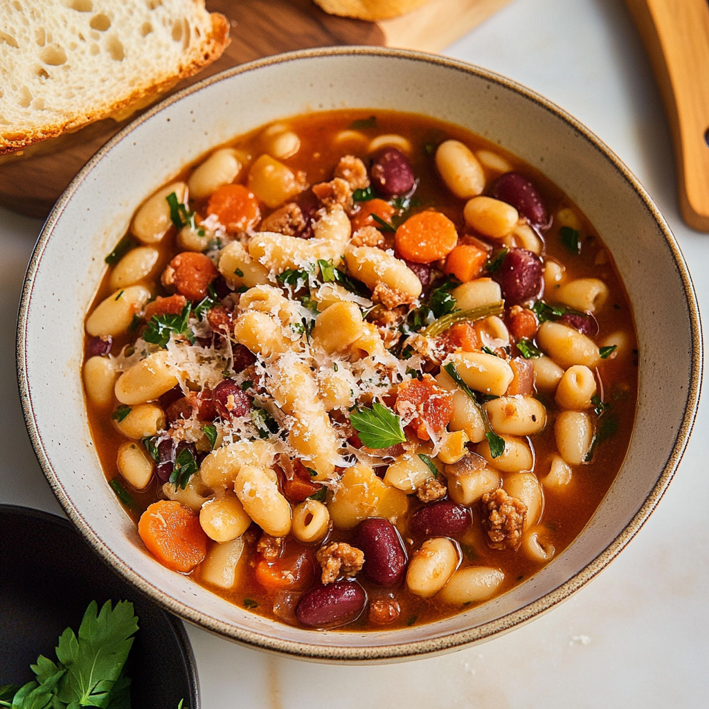 Recipe preparation for 30-Minute One-Pot Pasta e Fagioli