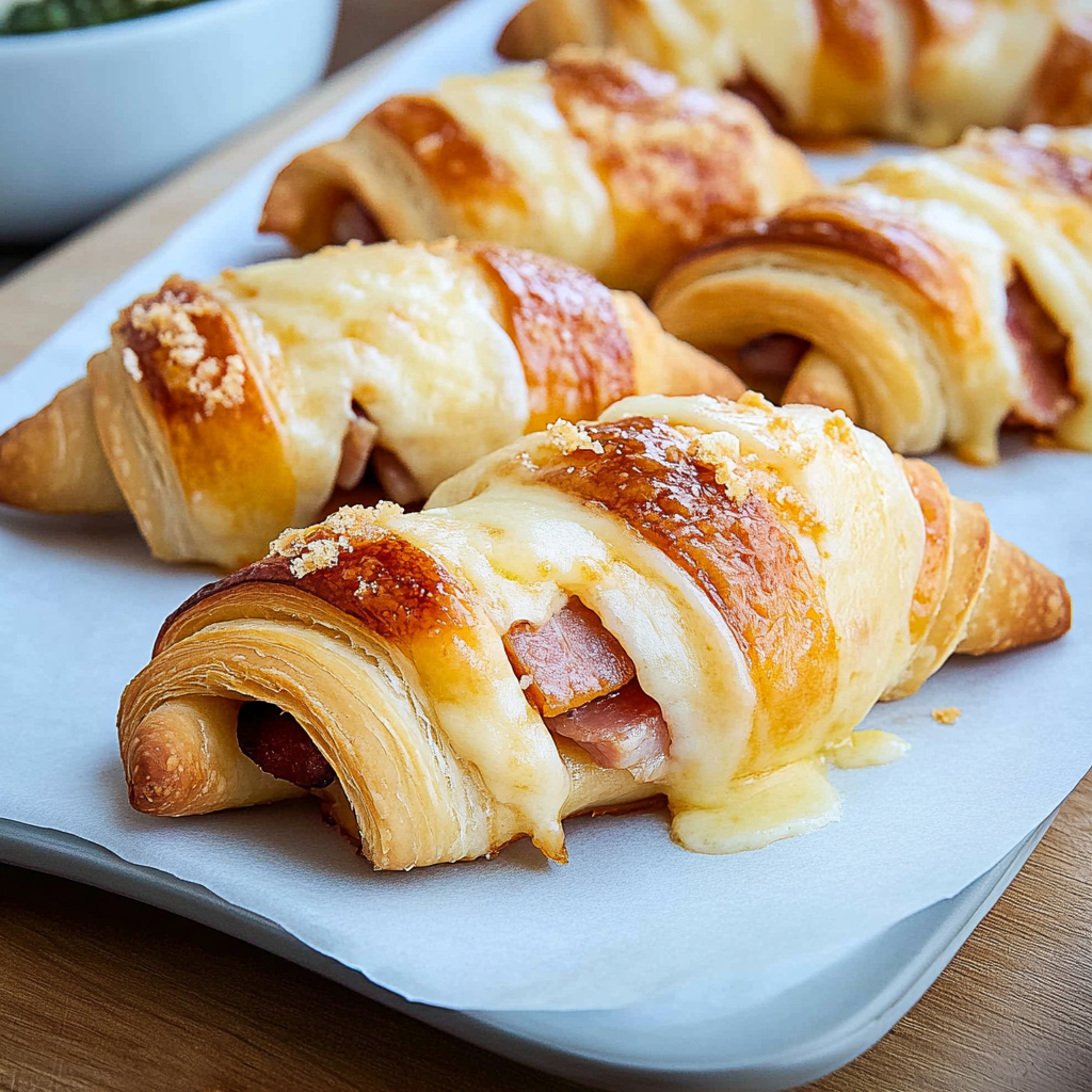 Recipe preparation for Ham Cheddar Crescent Roll-Ups
