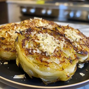 Blistered Cabbage Steaks with Garlic Parmesan