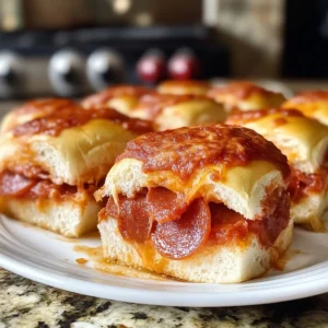 pepperoni pizza sliders with Hawaiian rolls