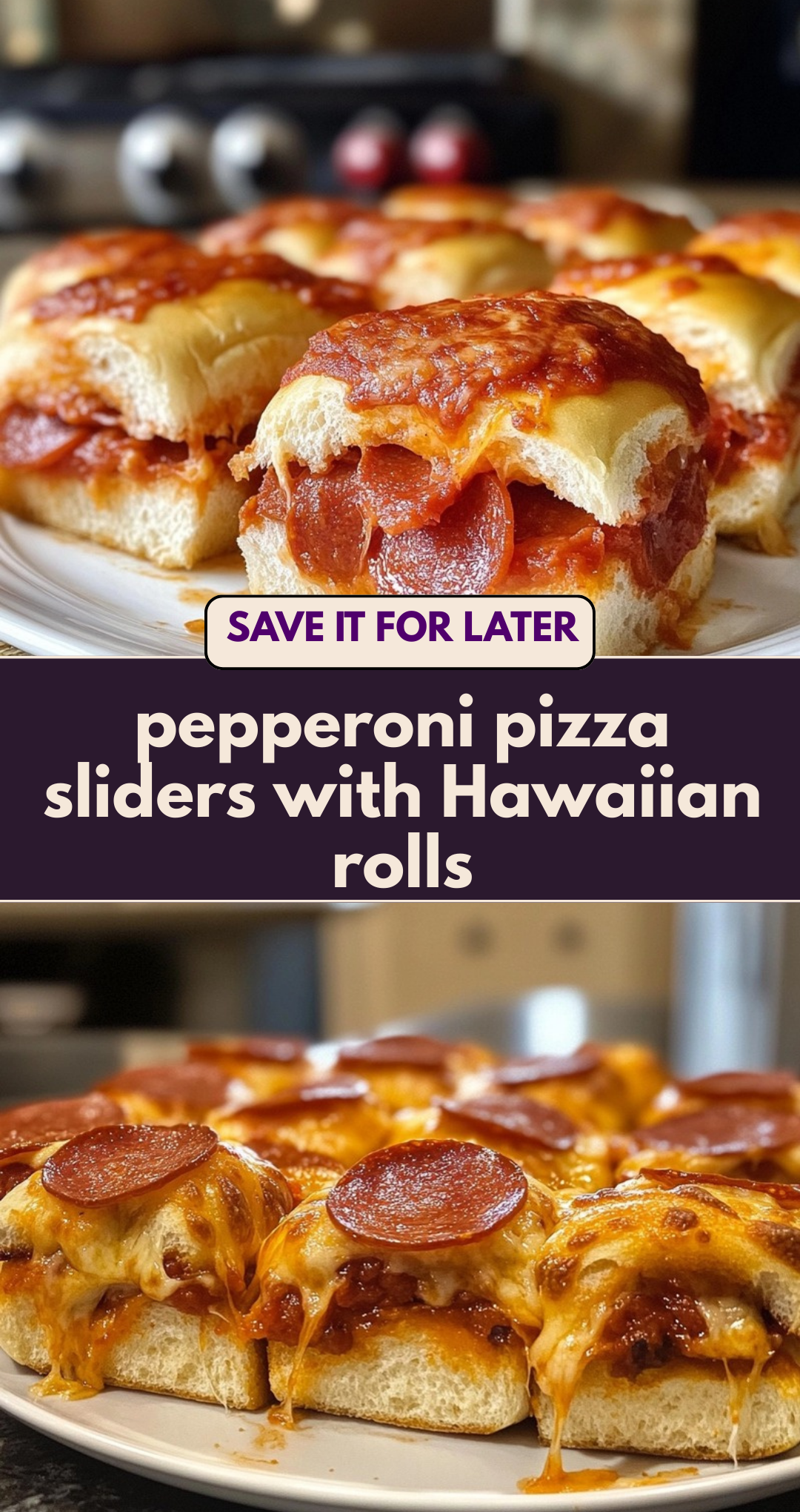 pepperoni pizza sliders with Hawaiian rolls