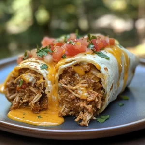 Pulled Pork Burritos with Cheesy Sour Cream Sauce