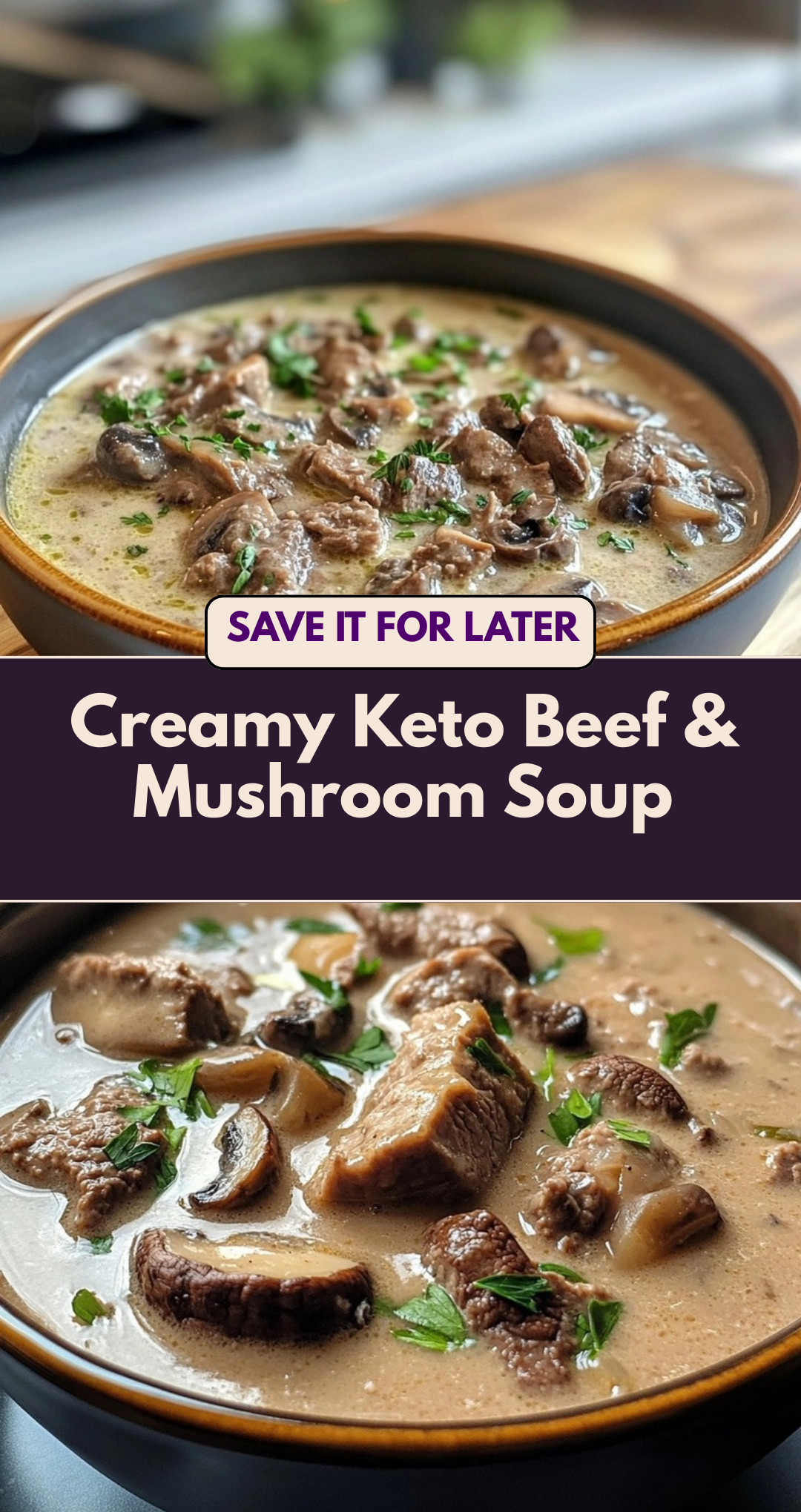 Creamy Keto Beef & Mushroom Soup