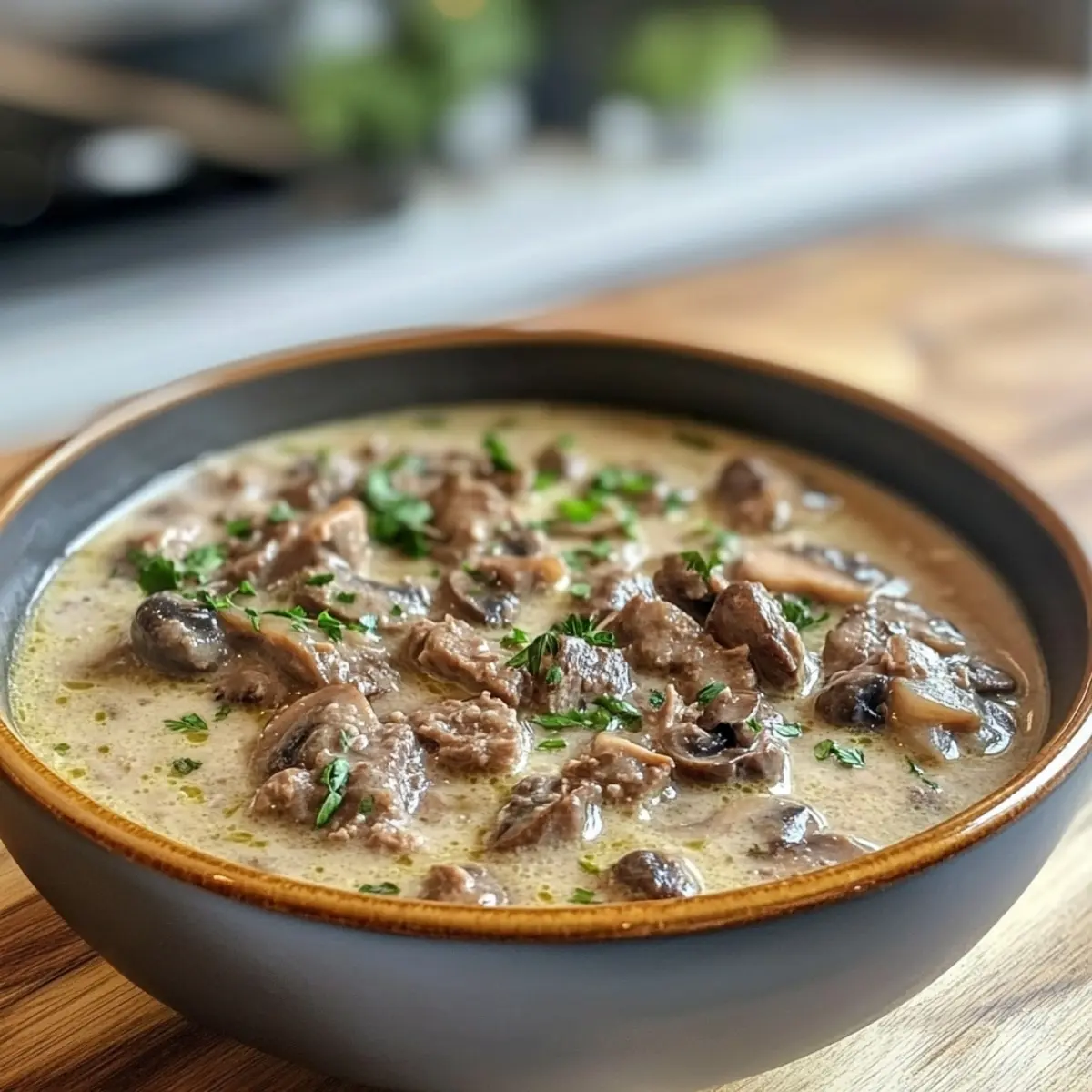 Creamy Keto Beef & Mushroom Soup