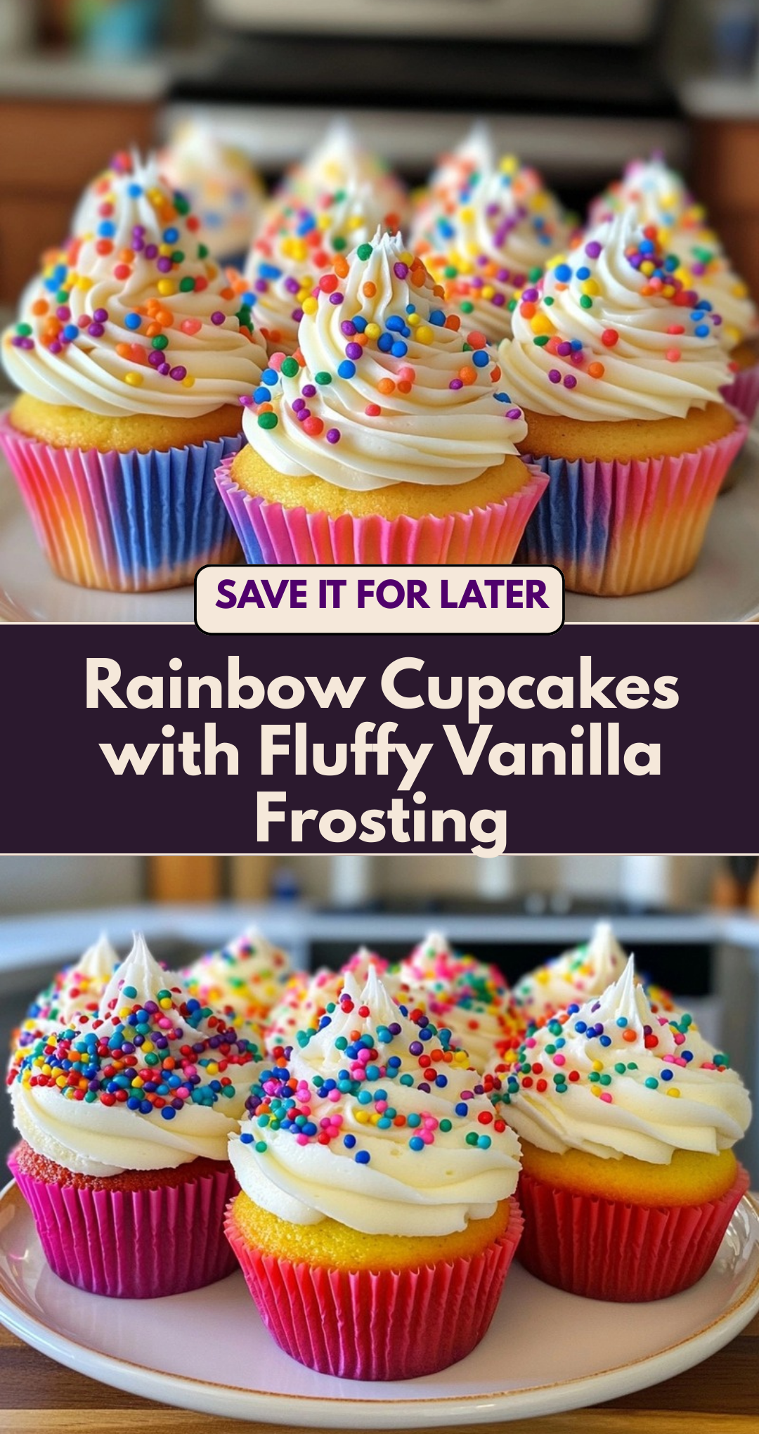 Rainbow Cupcakes with Fluffy Vanilla Frosting
