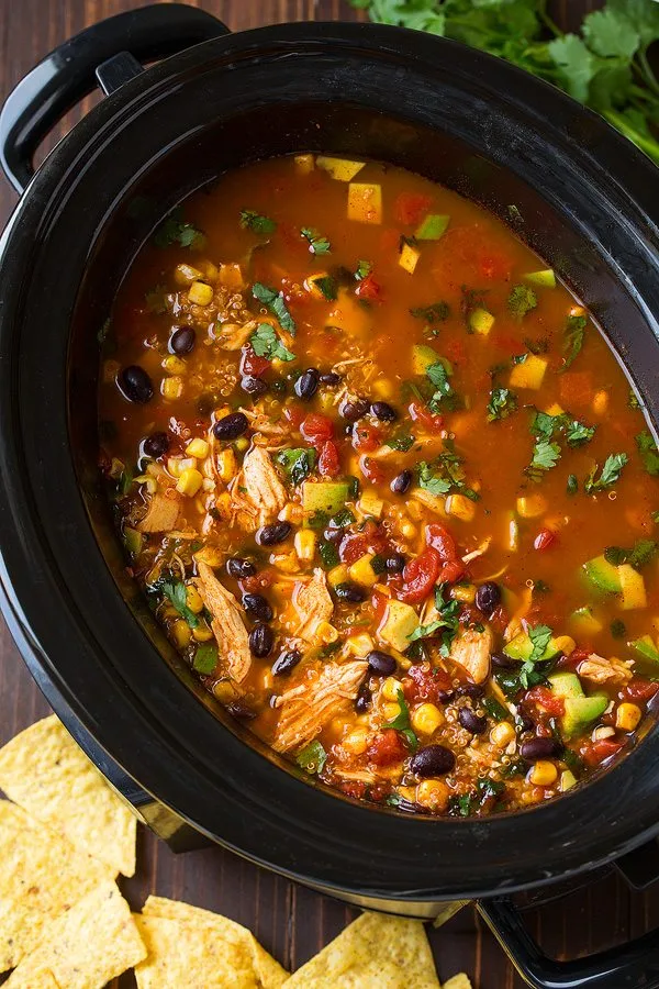 Slow Cooker Chicken Enchilada Quinoa Soup