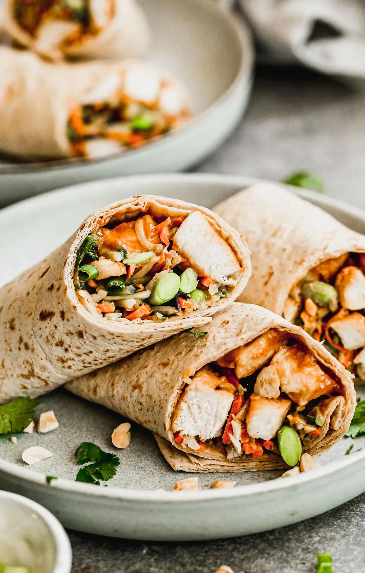 Asian Chicken Wraps with Thai Peanut Sauce